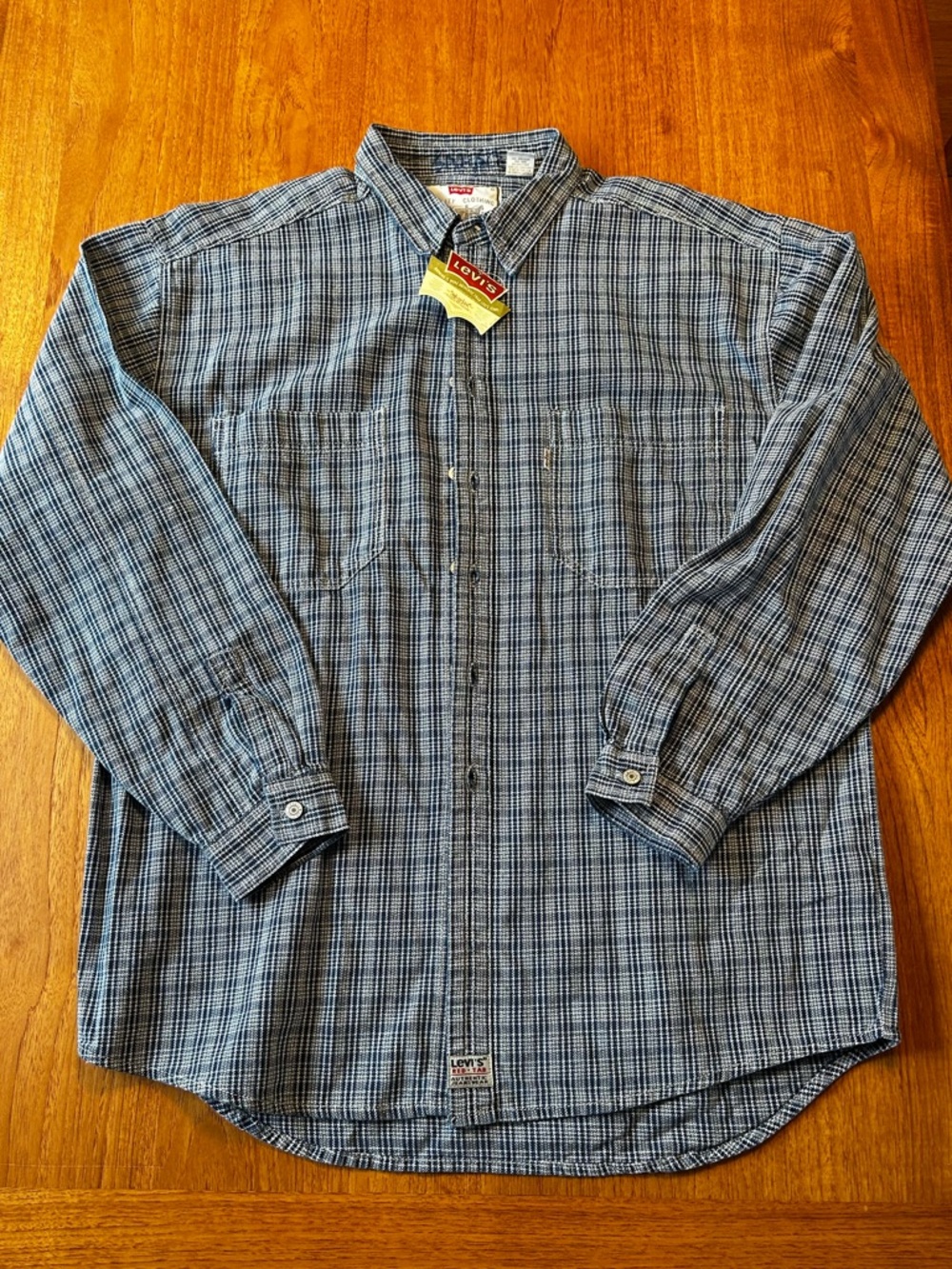 Levi's Blue and White Plaid Button-Down Shirt